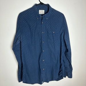 Mens Vintage Large Blue Button Down